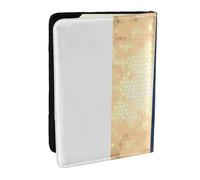 Wykjtwo Elegante accento di strisce bianche blu navy finte dorate, Porta passaporto da viaggio in pelle PU Custodia per passaporto Copertine per passaporto da 6,5 pollici