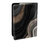 Wykjtwo Elegante Marmo Nero Con Venature Oro E Rame, Porta passaporto da viaggio in pelle PU Custodia per passaporto Copertine per passaporto da 6,5 pollici