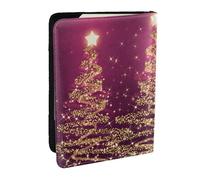 Wykjtwo Eleganti alberi di Natale scintillanti rosa viola, Porta passaporto da viaggio in pelle PU Custodia per passaporto Copertine per passaporto da 6,5 pollici