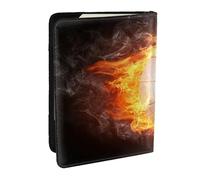Wykjtwo Fantastica palla da pallavolo con fiamma di fuoco, Porta passaporto da viaggio in pelle PU Custodia per passaporto Copertine per passaporto da 6,5 pollici