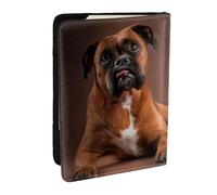 Wykjtwo Fantastico cane boxer sdraiato, Porta passaporto da viaggio in pelle PU Custodia per passaporto Copertine per passaporto da 6,5 pollici