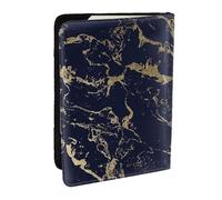 Wykjtwo Feste in marmo oro blu navy, Porta passaporto da viaggio in pelle PU Custodia per passaporto Copertine per passaporto da 6,5 pollici