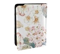 Wykjtwo Fiore acquerello pastello rosa botanico, Porta passaporto da viaggio in pelle PU Custodia per passaporto Copertine per passaporto da 6,5 pollici