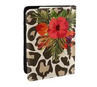 Wykjtwo Fiore di ibisco leopardo, Porta passaporto da viaggio in pelle PU Custodia per passaporto Copertine per passaporto da 6,5 pollici