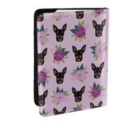 Wykjtwo Fiori di lavanda Pinscher in miniatura, Porta passaporto da viaggio in pelle PU Custodia per passaporto Copertine per passaporto da 6,5 pollici