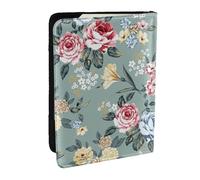 Wykjtwo Fiori Di Rosa Su Sfondo Verde, Porta passaporto da viaggio in pelle PU Custodia per passaporto Copertine per passaporto da 6,5 pollici