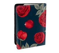 Wykjtwo Fiori di rose rosse, Porta passaporto da viaggio in pelle PU Custodia per passaporto Copertine per passaporto da 6,5 pollici
