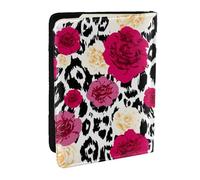 Wykjtwo Fiori leopardati colorati, Porta passaporto da viaggio in pelle PU Custodia per passaporto Copertine per passaporto da 6,5 pollici