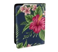 Wykjtwo Fiori tropicali Frangipani Ibisco, Porta passaporto da viaggio in pelle PU Custodia per passaporto Copertine per passaporto da 6,5 pollici