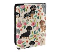Wykjtwo Fiori vintage floreali di bassotto, Porta passaporto da viaggio in pelle PU Custodia per passaporto Copertine per passaporto da 6,5 pollici