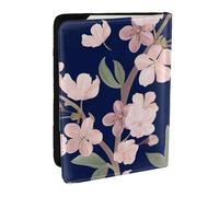 Wykjtwo Floreale Fiore Di Ciliegio Sakura Blu Navy, Porta passaporto da viaggio in pelle PU Custodia per passaporto Copertine per passaporto da 6,5 pollici