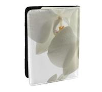 Wykjtwo Floreale Fiori Bianchi Orchidea Elegante Moderno Alla Moda, Porta passaporto da viaggio in pelle PU Custodia per passaporto Copertine per passaporto da 6,5 pollici