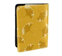 Wykjtwo Foglie Di Ginkgo Floreali Su Giallo Ocra, Porta passaporto da viaggio in pelle PU Custodia per passaporto Copertine per passaporto da 6,5 pollici