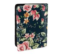 Wykjtwo Foglie verdi di peonie di rose rosa, Porta passaporto da viaggio in pelle PU Custodia per passaporto Copertine per passaporto da 6,5 pollici