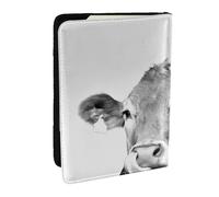 Wykjtwo Foto di mucca in bianco e nero, Porta passaporto da viaggio in pelle PU Custodia per passaporto Copertine per passaporto da 6,5 pollici