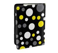 Wykjtwo Giallo Bianco Nero A Pois, Porta passaporto da viaggio in pelle PU Custodia per passaporto Copertine per passaporto da 6,5 pollici