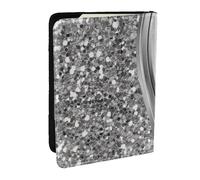 Wykjtwo Glam argento finto glitter, Porta passaporto da viaggio in pelle PU Custodia per passaporto Copertine per passaporto da 6,5 pollici
