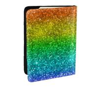 Wykjtwo Glitter arcobaleno multicolore, Porta passaporto da viaggio in pelle PU Custodia per passaporto Copertine per passaporto da 6,5 pollici