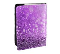 Wykjtwo Glitter viola scintillanti, Porta passaporto da viaggio in pelle PU Custodia per passaporto Copertine per passaporto da 6,5 pollici
