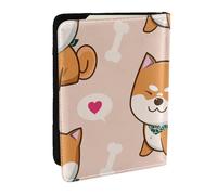 Wykjtwo Kawaii carino Shiba Inu, Porta passaporto da viaggio in pelle PU Custodia per passaporto Copertine per passaporto da 6,5 pollici