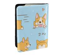 Wykjtwo Kawaii Corgi cane carino, Porta passaporto da viaggio in pelle PU Custodia per passaporto Copertine per passaporto da 6,5 pollici
