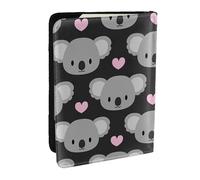 Wykjtwo Koala carini e cuori rosa, Porta passaporto da viaggio in pelle PU Custodia per passaporto Copertine per passaporto da 6,5 pollici