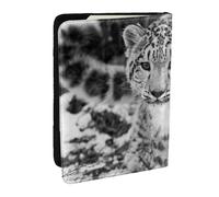 Wykjtwo Leopardo delle nevi, Porta passaporto da viaggio in pelle PU Custodia per passaporto Copertine per passaporto da 6,5 pollici