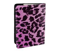 Wykjtwo Leopardo viola, Porta passaporto da viaggio in pelle PU Custodia per passaporto Copertine per passaporto da 6,5 pollici