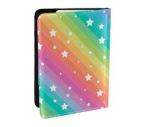 Wykjtwo Linee colorate e stelle divertenti, Porta passaporto da viaggio in pelle PU Custodia per passaporto Copertine per passaporto da 6,5 pollici