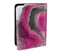 Wykjtwo Magenta Nero Grigio Gioiello Tono Fluid Art Swirl, Porta passaporto da viaggio in pelle PU Custodia per passaporto Copertine per passaporto da 6,5 pollici