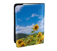 Wykjtwo Mare Di Girasole E Cielo Blu Nuvole Bianche, Porta passaporto da viaggio in pelle PU Custodia per passaporto Copertine per passaporto da 6,5 pollici