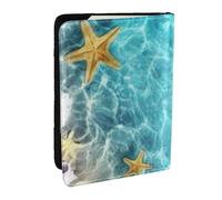 Wykjtwo Mare estivo della spiaggia delle conchiglie delle stelle marine, Porta passaporto da viaggio in pelle PU Custodia per passaporto Copertine per passaporto da 6,5 pollici