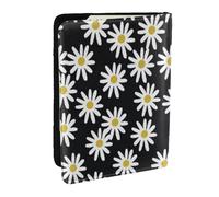 Wykjtwo Margherite Fiori Fiori Floreali In Bianco E Nero Semplice, Porta passaporto da viaggio in pelle PU Custodia per passaporto Copertine per passaporto da 6,5 pollici