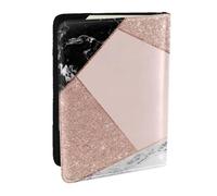 Wykjtwo Marmo bianco nero glitter oro rosa geometrico, Porta passaporto da viaggio in pelle PU Custodia per passaporto Copertine per passaporto da 6,5 pollici