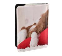 Wykjtwo Modello Cavalier King Charles Spaniel, Porta passaporto da viaggio in pelle PU Custodia per passaporto Copertine per passaporto da 6,5 pollici