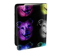 Wykjtwo Modello di arte Pitbull arcobaleno, Porta passaporto da viaggio in pelle PU Custodia per passaporto Copertine per passaporto da 6,5 pollici