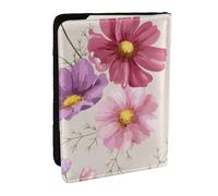 Wykjtwo Modello di fiore cosmo disegnato a mano, Porta passaporto da viaggio in pelle PU Custodia per passaporto Copertine per passaporto da 6,5 pollici