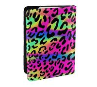 Wykjtwo Modello geometrico luminoso al neon astratto, Porta passaporto da viaggio in pelle PU Custodia per passaporto Copertine per passaporto da 6,5 pollici