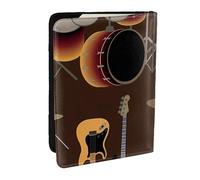 Wykjtwo Modello Rock Di Tamburi Retro, Porta passaporto da viaggio in pelle PU Custodia per passaporto Copertine per passaporto da 6,5 pollici