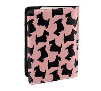 Wykjtwo Modello Scottish Terrier rosa nero, Porta passaporto da viaggio in pelle PU Custodia per passaporto Copertine per passaporto da 6,5 pollici