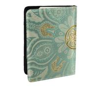 Wykjtwo Morbido mandala celtico verde salvia e oro, Porta passaporto da viaggio in pelle PU Custodia per passaporto Copertine per passaporto da 6,5 pollici