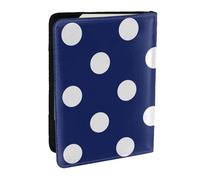 Wykjtwo Motivo blu scuro a pois, Porta passaporto da viaggio in pelle PU Custodia per passaporto Copertine per passaporto da 6,5 pollici