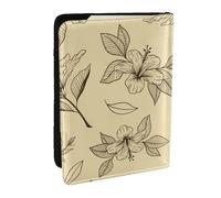 Wykjtwo Motivo floreale vintage con fiori retrò, Porta passaporto da viaggio in pelle PU Custodia per passaporto Copertine per passaporto da 6,5 pollici