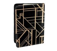 Wykjtwo Motivo geometrico in stile Art Déco su due lati, Porta passaporto da viaggio in pelle PU Custodia per passaporto Copertine per passaporto da 6,5 pollici