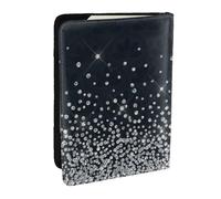 Wykjtwo Nero Argento Glitter Diamante Scintillante, Porta passaporto da viaggio in pelle PU Custodia per passaporto Copertine per passaporto da 6,5 pollici