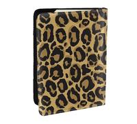 Wykjtwo Nero Leopardo Giallo, Porta passaporto da viaggio in pelle PU Custodia per passaporto Copertine per passaporto da 6,5 pollici