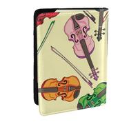 Wykjtwo Nota musicale per violino, Porta passaporto da viaggio in pelle PU Custodia per passaporto Copertine per passaporto da 6,5 pollici