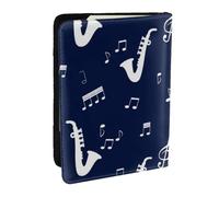 Wykjtwo Note musicali Sassofoni, Porta passaporto da viaggio in pelle PU Custodia per passaporto Copertine per passaporto da 6,5 pollici