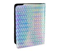Wykjtwo Ologramma olografico di colore arcobaleno colorato, Porta passaporto da viaggio in pelle PU Custodia per passaporto Copertine per passaporto da 6,5 pollici