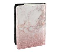 Wykjtwo Ombre di marmo bianco glitter oro rosa finto rosa, Porta passaporto da viaggio in pelle PU Custodia per passaporto Copertine per passaporto da 6,5 pollici